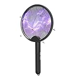 Fsaklaskdy Elektrische Fliegenklatsche, Extra Stark Aufladbar Elektro Mückenklatsche, Wiederaufladbar Fliegenfänger Insektenvernichter, Wiederaufladbarer Fly Fliegen Killer Wirksam Gegen (Schwarz)