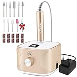 Nagelfräser für Gelnägel 35000 U/Min,Kredioo 11 in 1 Elektrische Nagelfräser Professionelle mit LED Display und Pause Funktion,Fräser Maniküre Pediküre Set Champagner Gold