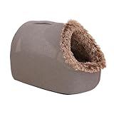 Katzenhöhle Hundehöhle Kuschelhöhle Katze Wärmeschutz im Winter Katzenbett Katzen Zubehör Plüsch Katzenkissen für Katzen Kleine Hunde (Grau, Mittel)