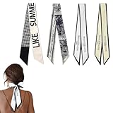 JEYORZY 4 Pcs Schal aus 100% Maulbeerseide, Haarband, Handtaschengriff, Krawatte, Schal, Halstuch, Eleganter Seidenschal, Bandana, Halstuch und Kopftuch, Geschenk für Frauen, Vielseitiges Seidenschal