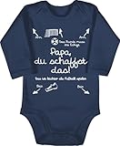 Baby Body langarm Mädchen Junge - Sprüche - Papa du schaffst das Fußball - weiß - 6/12 Monate - Navy Blau - babygeschenke lustig anleitung für babybuddy mit spruch babybodies sprüchen bodies