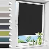 Allesin Verdunklungsrollo ohne Bohren, Fenster rollos für innen, 100% verdunkelungsrollo,Schwarze B85 x H170 cm, Thermorollo Hitzeschutz, Klemmrollo lichtundurchlässig für Fenster