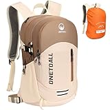 ONETOALL Diebstahlsicherer Wanderrucksack Damen 20L, Leichter Tagesrucksack Damen Klein, Wasserdichter Fahrrad Rucksack mit Rückenbelüftung zum Wandern Tagestour Radfahren Reisen Pendeln, nur 500g