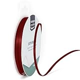 Vaessen Creative Satinband, Dunkelrot, 3 mm x 10 m Doppelsatinband, Schleifenband, Dekoband, Geschenkband, Stoffband für Hochzeit, Taufe und Geburtstagsgeschenke