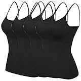 Libella 4er Pack Ultra weich Damen Spaghettitop Unterhemd mit verstellbaren Träger bestes Tragegefühl dehnbar 3912 Schwarz One Size XS-L (34-40)