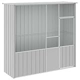 HUAKEHOM Voliere Grau 215x78x200 cm Verzinkter Stahl