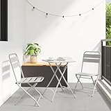 Gecheer Klappgartenstühle 2 Stück Beige 42x52x82 cm Pulverbeschichteter Stahl, Gartenstuhl Outdoor Loungesessel für Terrasse Garten Restaurant42002941