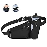 Gürteltasche Trinkgürtel Sport Laufgürtel mit Trinkflasche (500ml) Bauchtasche, Komfortabel und Atmungsaktiv für Marathon Joggen Radfahren Campen (Black)