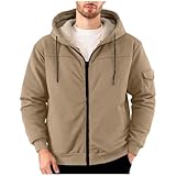 Bauzuoyo Fleecejacke Herren mit Kapuze und Reißverschluss Outdoor Winterjacke Warm Winter Gefüttert Jacke Outdoorjacke Wintermantel mit Kordelzug Übergangsjacke Windbreaker