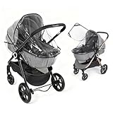Orzbow Regenschutz Kinderwagen & Babywanne, Universal Kinderwagen Regenschutz mit Fenster, Atmungsaktiv Regenschutz Buggy mit Lebensmittelechtes EVA, Einfacher Zugang, Schnelle Installation, Schwarz