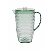 Cambridge CM07656GEU7 Großer Fete-Krug – 2-Liter-Kunststoffkrug, BPA-freier Wasserkrug mit Deckel, Diamanteffekt, nur Handwäsche, ideal für Außenbereich, ideal für Partys, Camping und Picknicks, Grün