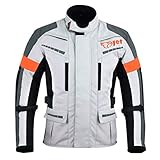 Jet Motorradjacke Herren Mit Protektoren Textil Wasserdicht Winddicht Silber Grau (M (EU 48-50))