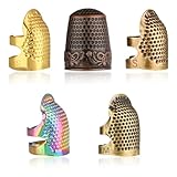 Jeffdad 5 Stück Fingerhut Nähen, Vintage Metall Fingerhut Einstellbare Fingerschutz Nähfingerhut Thimble Finger Protector Sewing Thimble Ring für DIY Nähwerkzeuge zum Nähen Stickerei Handarbeiten