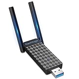 WLAN Stick, ElecMoga AC1300 USB 3.0 Adapter (867 Mbit/s 5GHz,400 Mbit/s 2.4GHz) Dual 5dBi WLAN Antenne for Laptop/Desktop/PC, Kompatibel mit Windows 11/10/8/7/Vista/XP, Mac OS