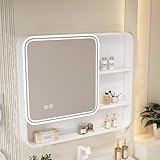 LED-beleuchteter Spiegelschrank mit intelligenter Touch-Taste und Nebelentfernungsfunktion, diversifizierte Aufbewahrungsmöglichkeiten, rechteckige Form
