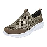 Slip-On-Sneaker für Herren, atmungsaktives Netzfutter, Laufschuhe, weich gepolstertes Fußbett, Sicherheitstrainer, Fußgewölbeunterstützung, orthopädische Schuhe, Low-Top, leicht zu schließen, leichter