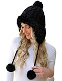 Zstar Warme Strickmütze aus Wolle mit Samt, für Herbst und Winter, 70 % Acryl, 30 % Kaninchenhaar, Ohrenschutz, weich und gemütlich, grau, Einheitsgröße