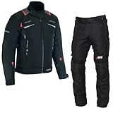 Motorradkombi Herren 2-teiler mit Protektoren – Leichte Textiljacke und Hose für den Sommer,Herren Motorrad Textil kombi,Motorrad Kombi (BLACK, XL)
