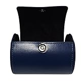 SANQIANWAN Fashionable Business PU Leder Krawatten Box 12 x 9 x 9 cm Zylinder-Form Krawattenhalter (Blau)