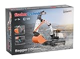 fischertechnik Digger 576104 – pädagogisches Konstruktionsspielzeug, Bagger-Spielzeug-Bausatz für Kinder ab 7 Jahren, orange