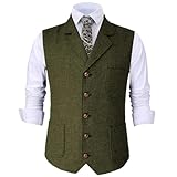 Herrenweste mit Fischgrätenmuster und Revers, für Hochzeit, Bräutigam, Business, Freizeit, Anzugweste, 32542, S