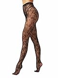 EVERSWE Sexy Elastisch Hohe Taille Strumpfhosen Netzstrümpfe Schenkelhohe Strümpfe Strumpfhosen für Damen (Allover Flower, L-XL)