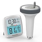 Newentor PoolThermometer - Schwimmend Wasserthermometer – Aufgerüstete IPX8 Wasserdicht – Verbesserter Antennen - Turbo für 100m Reichweite durch Wände – Für Pool, Whirlpool und Aquarium-Weiß