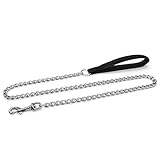 Hundekettenleine aus Edelstahl für Kleine Mittlere und Große Hunde, Starke Kaufeste Hundetrainingsleinen für Haustiere (120CM, 3MM)