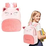 Generisch ﻿Personalisierter Kinder Niedliche Katze Rucksack with Embroidered Name, Mini Backpack Kleinkind für Mädchen und Jungen, für Schule & Reisen,Vorschule,Kindergarten,Grundschule