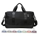 SOLOAD Sporttasche für Damen und Herren Weekender Carry On Workout Reisetasche Übernachtungs-Umhängetasche Leicht mit Schuhfach und Nassfach (Schwarz)