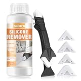 Miioto Silikon Entferner, Fugenentferner Silikon, Silikonentferner Werkzeug, Silikonentferner Bad, 5 Auswechselbar Silikonpads, Kleber Entfernen, Abdichten, Geeignet für Küche, Spüle, Fenster