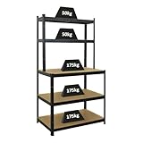 PROREGAL Profi Werkbank Giant Beast HxBxT 180x100x60cm Fachlast 175kg Schwarz Werkbankregal Schwerlastregal mit Werkbank Werkzeugbank Arbeitstisch