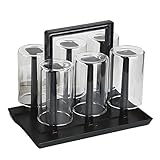 Abtropfgestell Flaschen, Flaschenabtropfgestell, Faltbarer Flaschen Abtropfständer, 6-er Flaschentrockner Ständer mit Abtropfschale, Kunststoff Flaschenständer für Verschiedene Flaschen Tassen