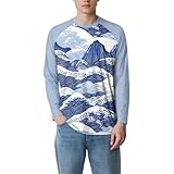 T Shirt Herren Langarm Rundhals Basic T-Shirt Karierte Camo Bedrucken Mode Casual Slim Fit Freizeithemden Oberteile Dunkelblau 3XL