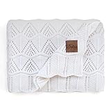 Dalisa Häkel-Strickdecke: Geometrische Eleganz, 100% Akryl, Oeko-Tex Zertifiziert – Perfekt für Gemütliche Stunden auf Sofa, Couch, Bett Emily (Natur, 130 x 170 cm)