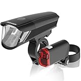 ADDVIEW Fahrradlicht Set 40 Lux Stellar– Batteriebetriebenes Frontlicht & Rücklicht, StVZO-zugelassen, IP65, werkzeuglos, LED mit Batterieanzeige, Fahrradbeleuchtung für Alltag & Pendler