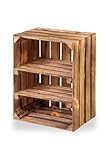 Neue Obstkisten mit Mittelbrett Holzkisten Weinkisten Apfelkisten Kommode Regal Geflammte 50x40x30 cm
