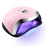168W Nageltrockner Lampe,Aokyom UV LED Lampe für Nägel Nagellampe mit 10/30/60/99s Timer LCD Anzeige und Smart Sensor für Finger/Zehennagel und für Alle Gel Nagellack,Gelnägel,Shellac（Silber Rosa ）