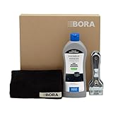 BORA Herd Reiniger für Glaskeramik-Kochfeld, Reinigungsset inkl. Kratzer und Mikrofasertuch, 300 ml Ceran- und Induktionsfeldreiniger