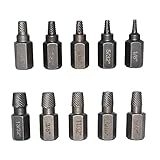 Schraubenausdreher-Set für beschädigte Schrauben, 10 Stück, Verlängerungs-Bithalter, Stecknuss-Adapter, abisolierter Schraubenausdreher