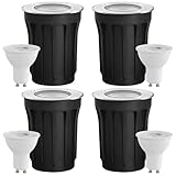 Goodia 4er Set Bodeneinbaustrahler Aussen Schwenkbar GU10 IP67 Bodenstrahler Außen mit 3W LED GU10 (Wechselbar) Bodenleuchten Außen, Terassenbeleuchtungen mit Mattierten Ersatzlinsen, 230V