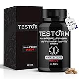 TESTORM Maca Kapseln hochdosiert – Mit L-Arginin, Tribulus Terrestris, Ginseng & Zink – 120 Kapseln – Vegane Männer Formel ohne Zusätze – Hergestellt in der EU