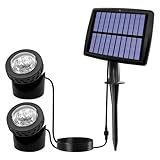 Justup Solar Teichbeleuchtung, LED Unterwasserstrahler Teich Licht Teichbeleuchtung mit IP68 wasserdicht, Auto Ein/Aus Landschaftsscheinwerfer Gartenbeleuchtung für Garten, Patio, Baum (2 Stücke)