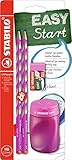 STABILO - Schul-Set für Rechtshänder - EASYgraph S in pink - inklusive Spitzer + Radierer