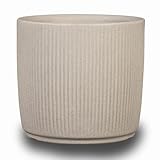 Scheurich Linetto 30, Pflanzgefäß/Blumentopf/Pflanzkübel, rund, Farbe: Sand, hergestellt mit recyceltem Kunststoff, 10 Jahre Garantie, für den Außenbereich