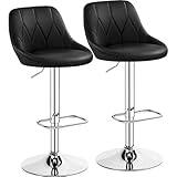 Yaheetech Barhocker 2er Set höhenverstellbarer Barstuhl 360° drehbarer Tresenhocker Polsterhocker mit Kunstleder für Küche/Bar/Salon/Esszimmer, schwarz