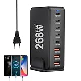 -Versorgung, 268-W-Ladegerät,8-Port-Mehrfachport-PD-Ladestation | Multi-Ladegerät Für Reisen, Heimbüro