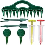 MOAZIFI 7er Set Pikierstab und Pflanzhilfe - Aussaathilfe mit Verstellbarer Sämaschine, Einpflanzhilfe für Gartenbau Gemüseanzucht für Gartenbau-Aussaat, Bodenlockern und Bewässern
