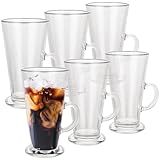 STARVAST 6er-Set Latte Macchiato Gläser Cappuccino, 233ml (max. 284ml) Teegläser-Set Mit Henkel Dessertgläser Wassergläser Kaffeegläser Glühweingläser Eiskaffee-Gläser Glühweintassen Groggläser