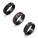 Nanafast 3 Stück Fidget Spinner Ring Edelstahl Spinner Band Ring Fidget Ringe für Frauen Männer Linderung Stress Angst Ring Set Größe 6-12, Edelstahl, Kein Edelstein